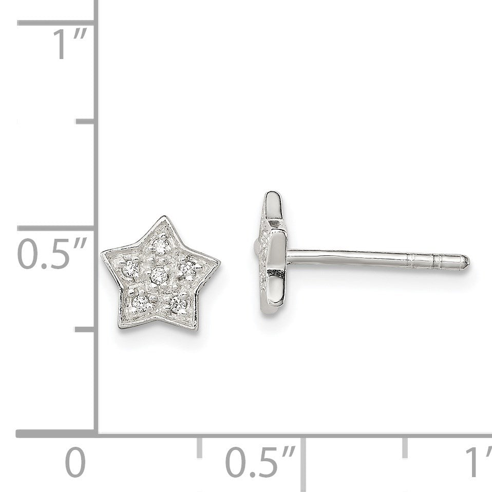 Sterling Silver CZ Star Post Earrings