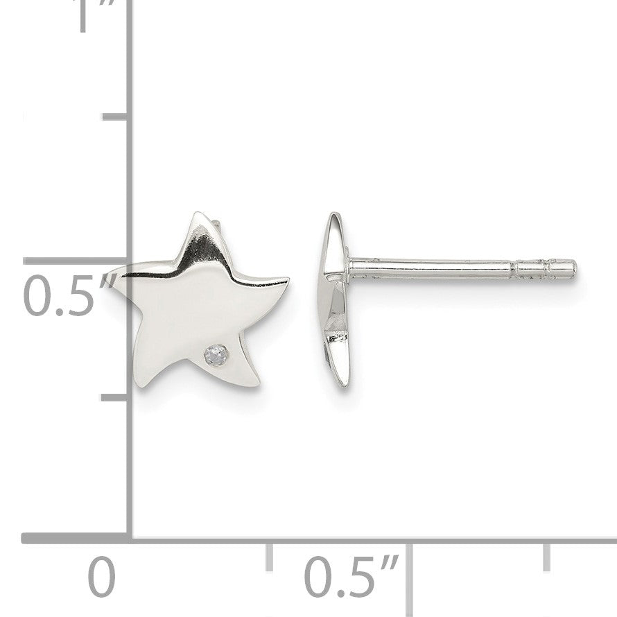 Sterling Silver Diamond Star Post Earrings