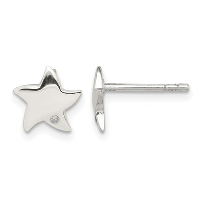 Sterling Silver Diamond Star Post Earrings