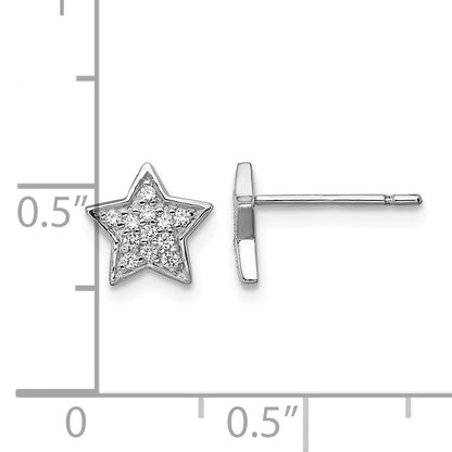 Sterling Silver Rhodium-plated CZ Star Post Earrings