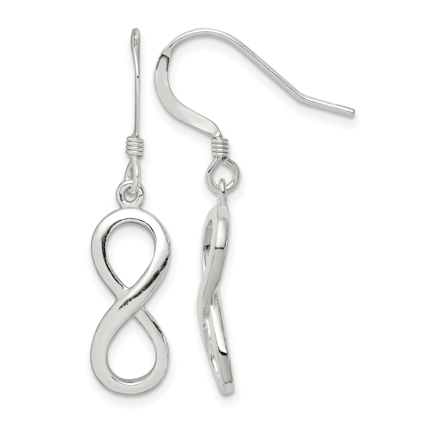 Sterling Silver Polished Infinity Symbol Dangle Earrings