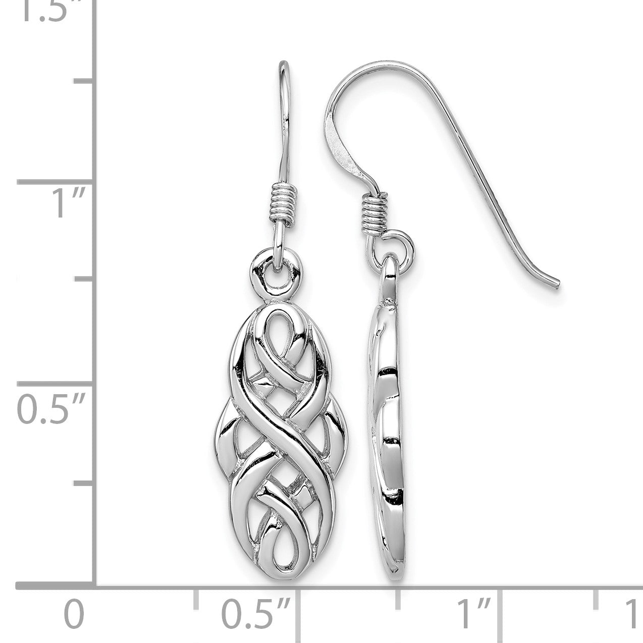 Sterling Silver Rhodium-plated Infinity Celtic Design Dangle Earrings
