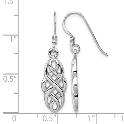 Sterling Silver Rhodium-plated Infinity Celtic Design Dangle Earrings