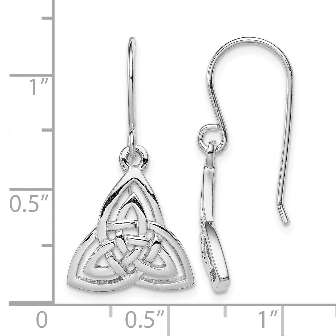 Sterling Silver Rhodium-plated Polished Celtic Knot Dangle Earrings
