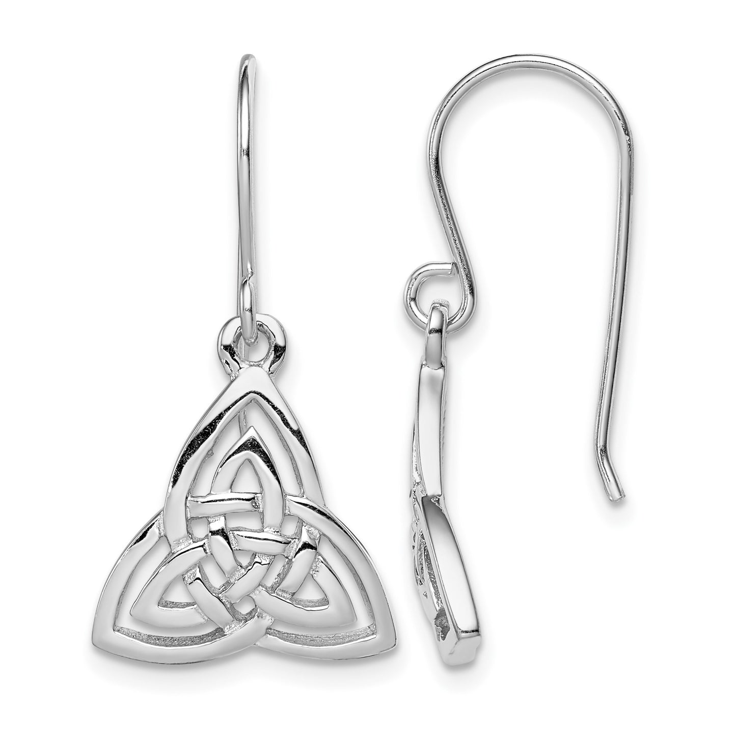 Sterling Silver Rhodium-plated Polished Celtic Knot Dangle Earrings