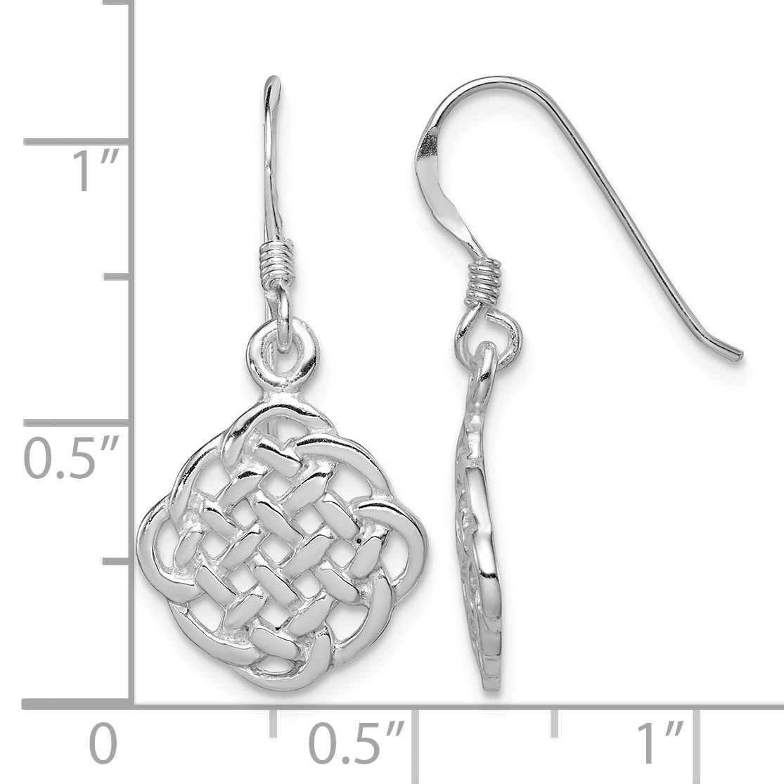 Sterling Silver Rhodium-plated Celtic Dangle Earrings