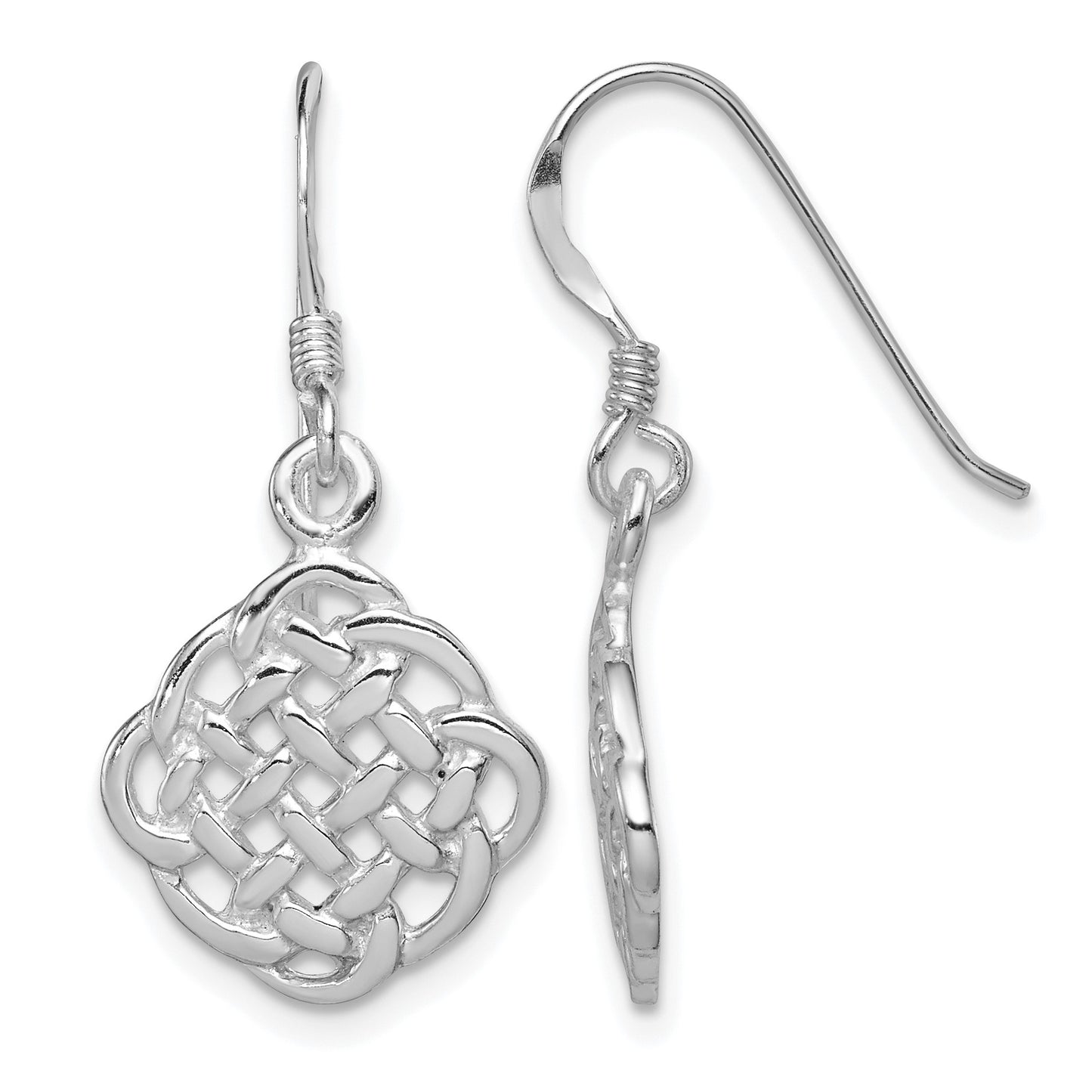 Sterling Silver Rhodium-plated Celtic Dangle Earrings