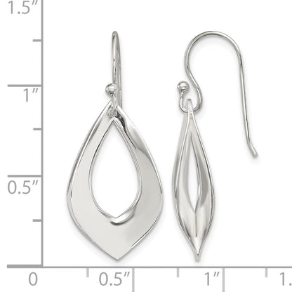 Sterling Silver Polished Teardrop Dangle Earrings