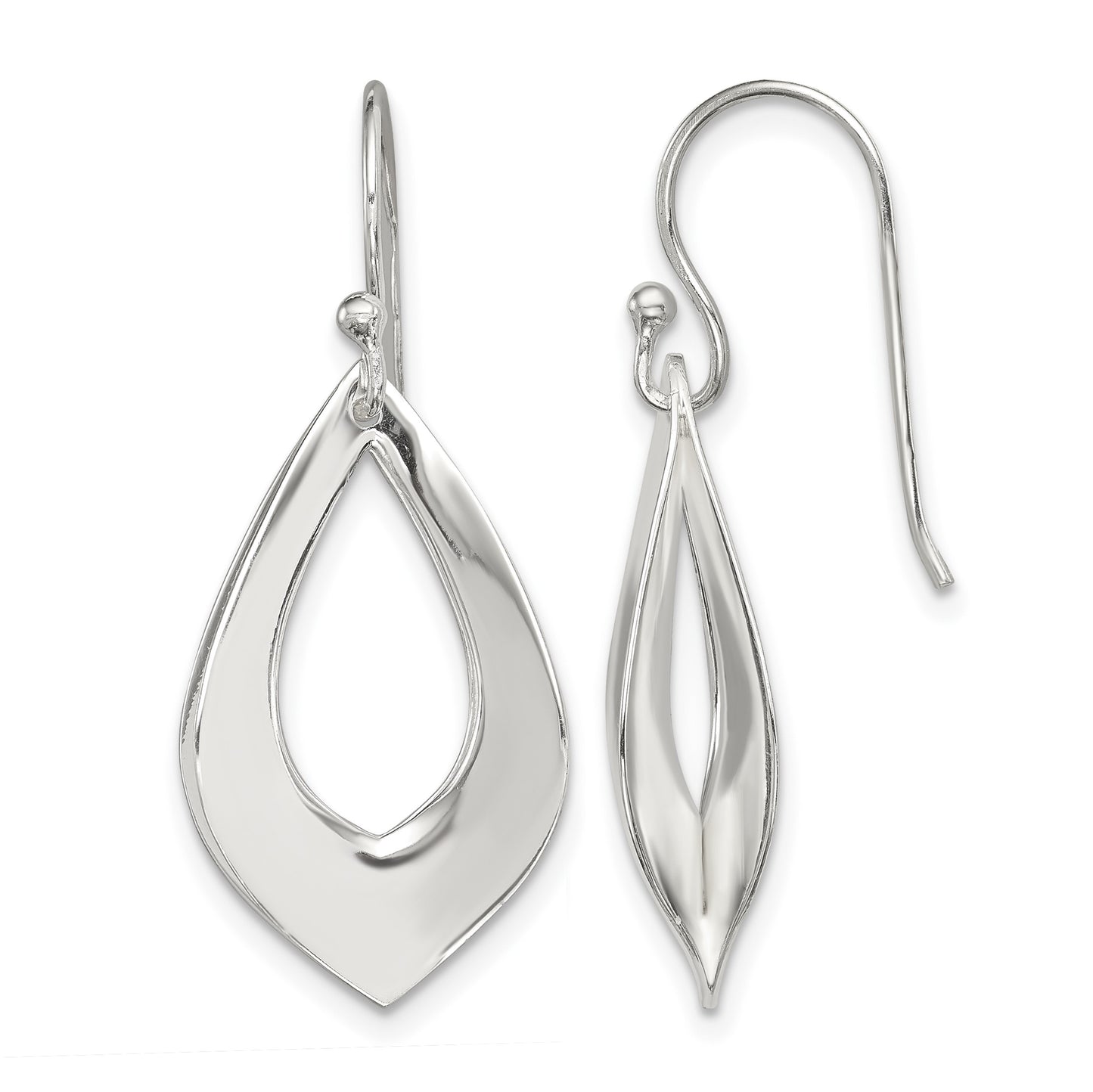 Sterling Silver Polished Teardrop Dangle Earrings