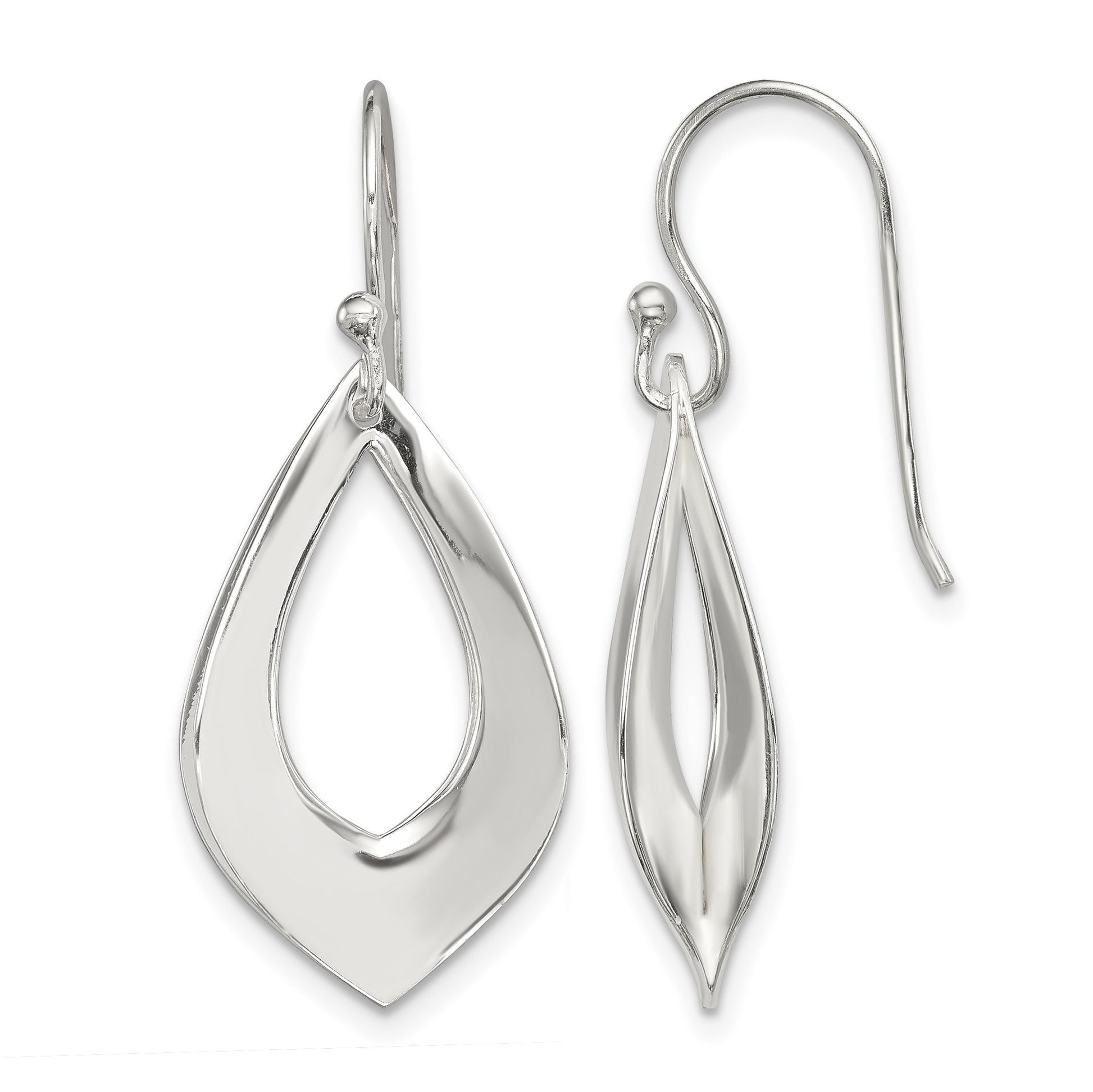 Sterling Silver Polished Teardrop Dangle Earrings