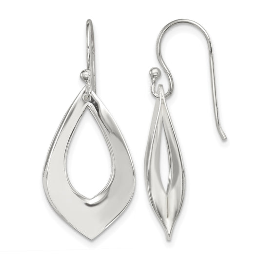 Sterling Silver Polished Teardrop Dangle Earrings