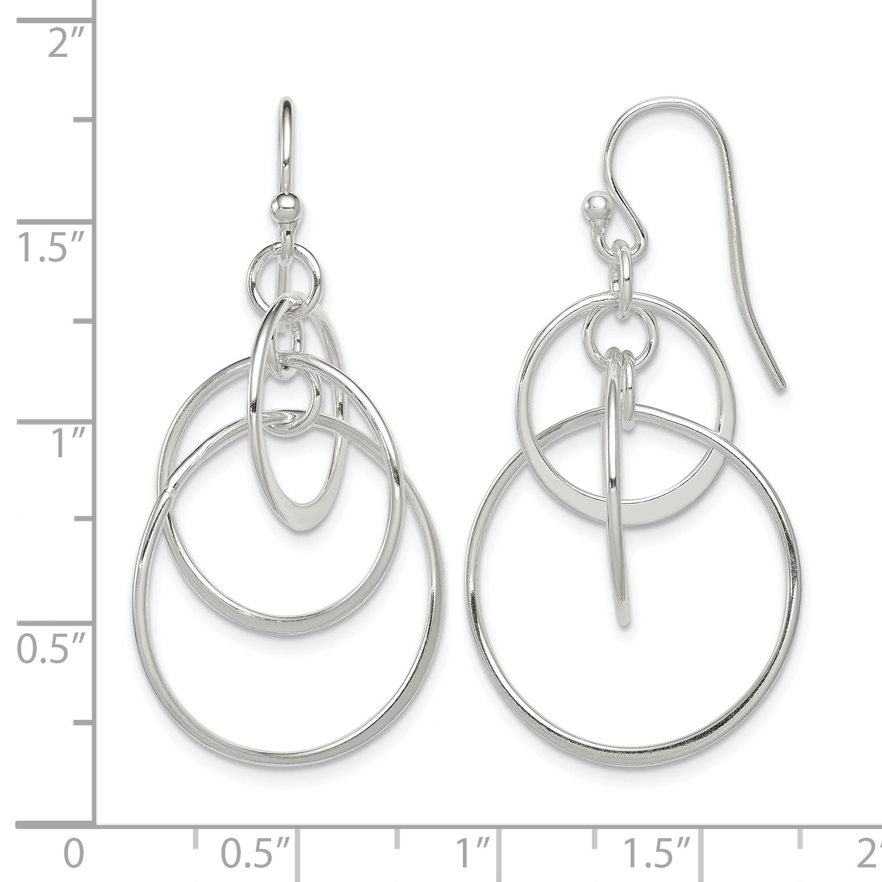 Sterling Silver Polished Intertwined Circles Dangle Earrings