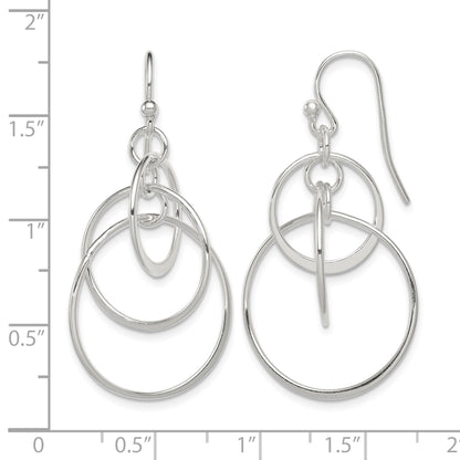 Sterling Silver Polished Intertwined Circles Dangle Earrings