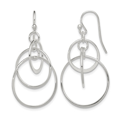 Sterling Silver Polished Intertwined Circles Dangle Earrings