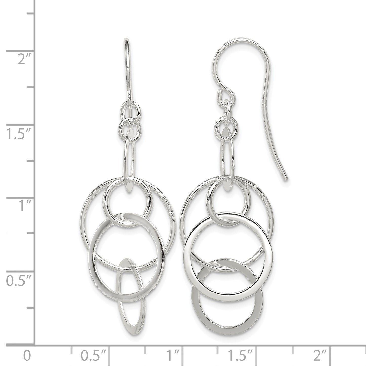 Sterling Silver Polished Intertwined Circles Dangle Earrings