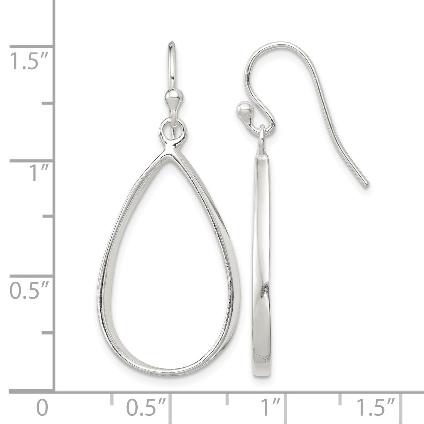 Sterling Silver Polished Teardrop Dangle Earrings