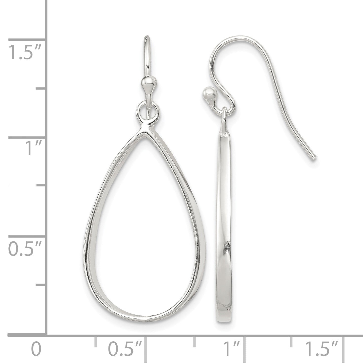 Sterling Silver Polished Teardrop Dangle Earrings