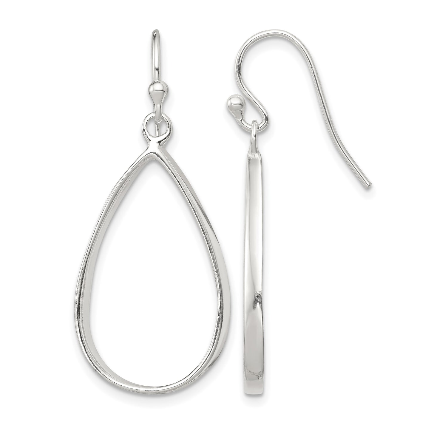 Sterling Silver Polished Teardrop Dangle Earrings