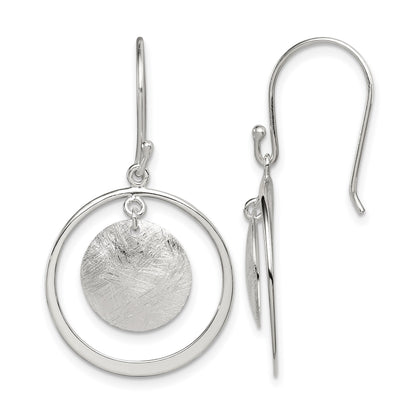 Sterling Silver Polished & Brushed Circles Dangle Earrings