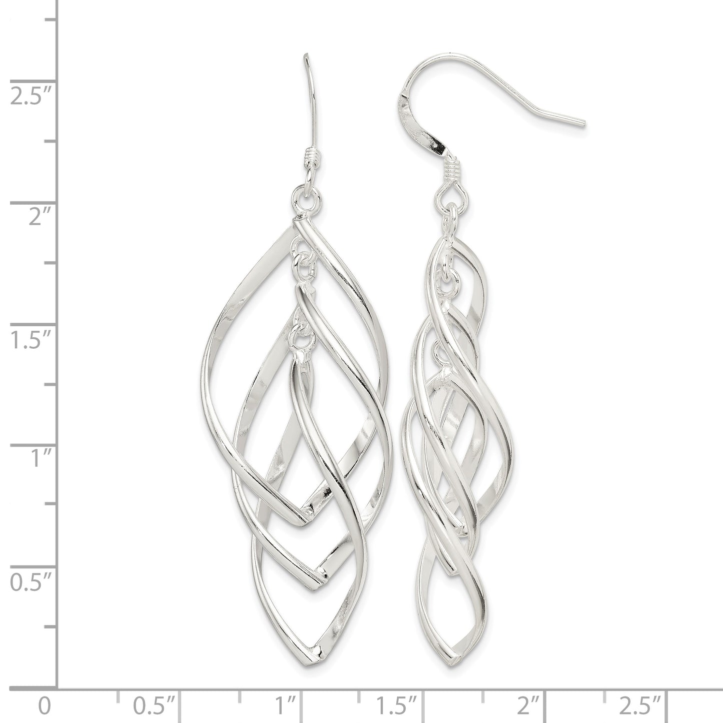 Sterling Silver Polished & Twisted Dangle Earrings