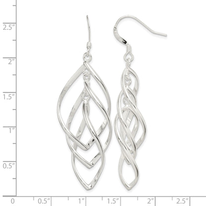 Sterling Silver Polished & Twisted Dangle Earrings