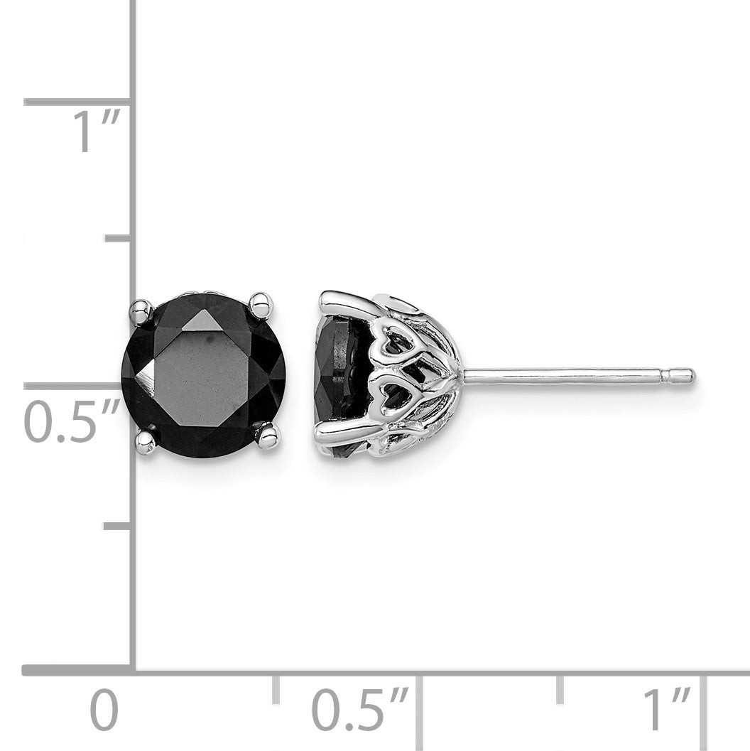 Sterling Silver Rhodium-plated Black Sapphire Post Earrings
