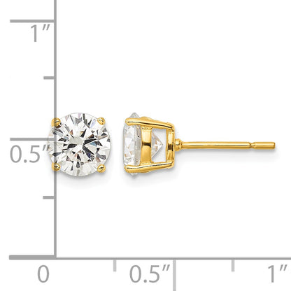 Sterling Silver Gold-tone Polished 7mm CZ Post Earrings