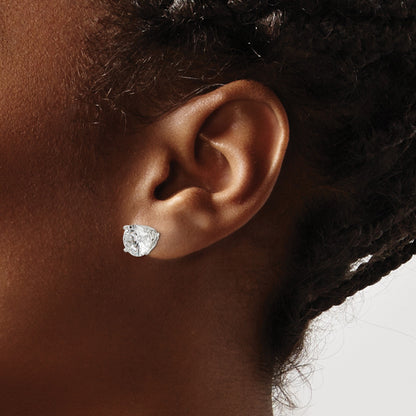 Sterling Silver Polished 8mm Round CZ Fancy Basket Stud Earrings