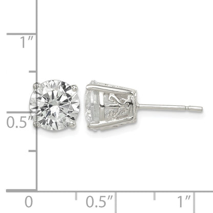Sterling Silver Polished 8mm Round CZ Swirl Basket Set Stud Earrings