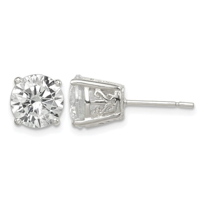 Sterling Silver Polished 8mm Round CZ Swirl Basket Set Stud Earrings