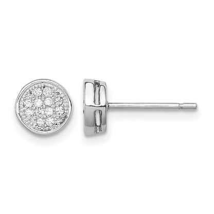 Sterling Silver Rhodium-plated Polished CZ 7mm Circle Post Earrings