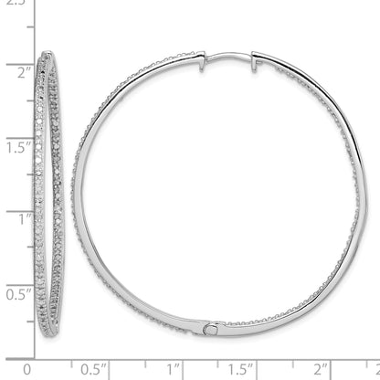 Sterling Silver Rhodium-plated Diamond In & Out Hoop Earrings