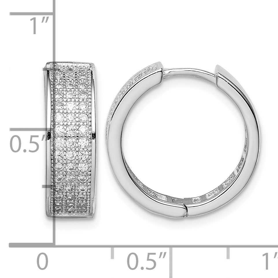 Sterling Silver Polished Rhodium-plated 3-row Hinged Hoop Earrings