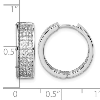 Sterling Silver Polished Rhodium-plated 3-row Hinged Hoop Earrings