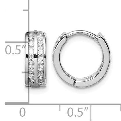 Sterling Silver Polished Rhodium-plated Hinged Hoop Earrings