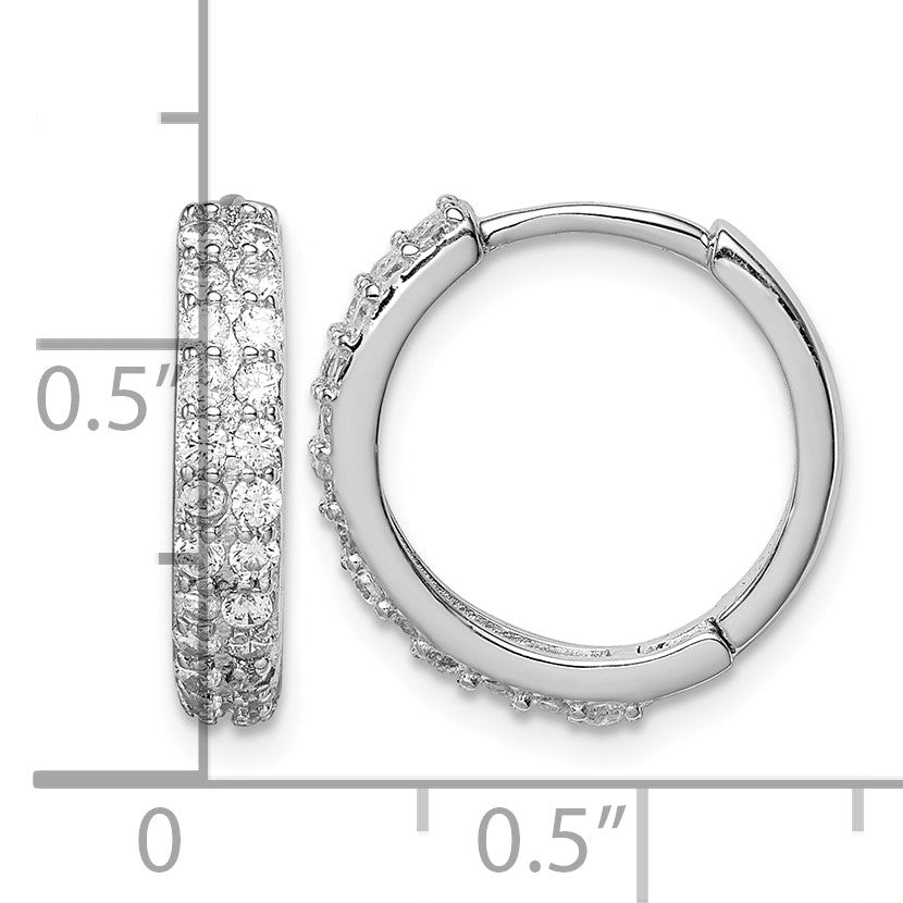 Sterling Silver Polished Rhodium-plated Hinged Hoop Earrings