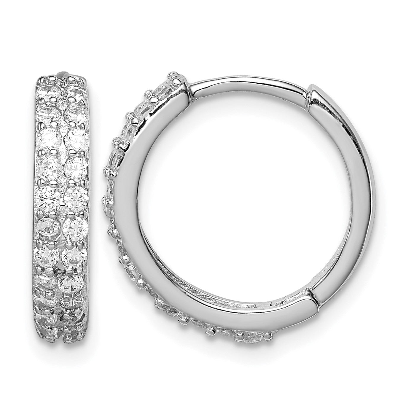 Sterling Silver Polished Rhodium-plated Hinged Hoop Earrings