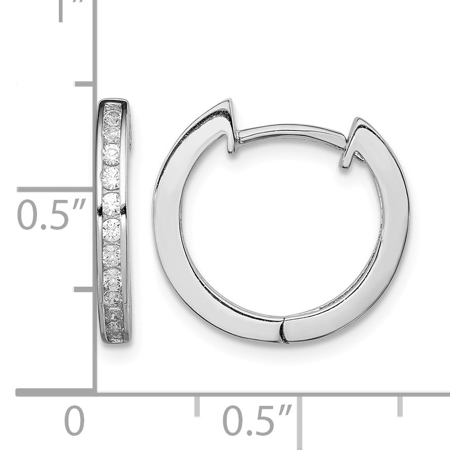 Sterling Silver Rhodium-plated In/Out Pav� Hinged Hoop Earrings