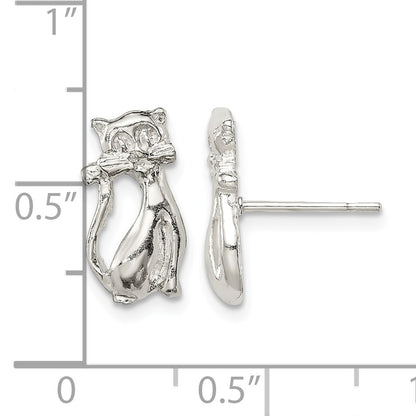 Sterling Silver Cat Mini Post Earrings