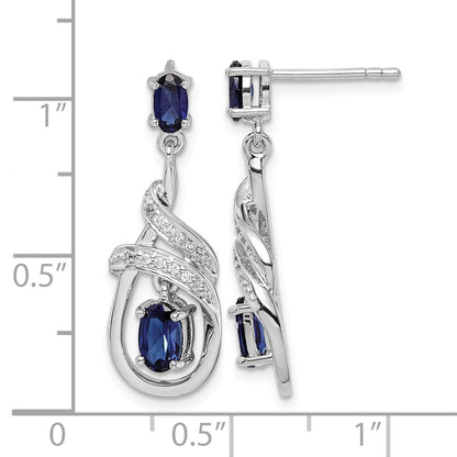 Sterling Silver Rhodium-plated Lab Created Sapphire CZ Post Earrings