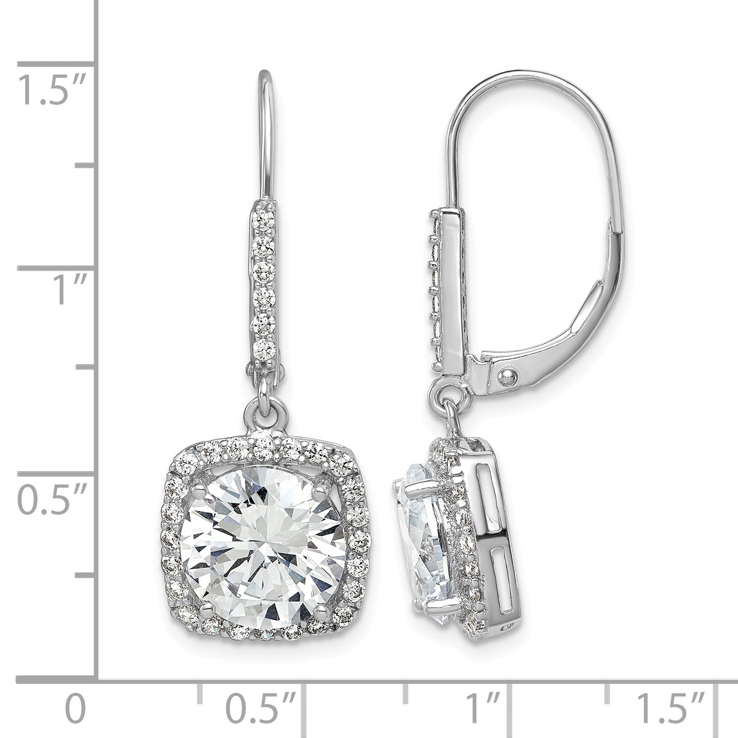 Sterling Silver Rhodium-plated Polished CZ Dangle Earrings
