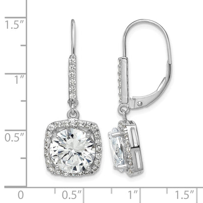 Sterling Silver Rhodium-plated Polished CZ Dangle Earrings