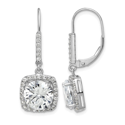 Sterling Silver Rhodium-plated Polished CZ Dangle Earrings