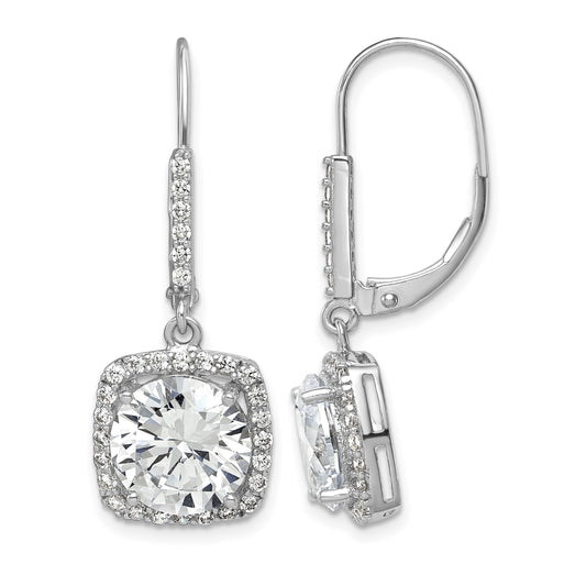 Sterling Silver Rhodium-plated Polished CZ Dangle Earrings