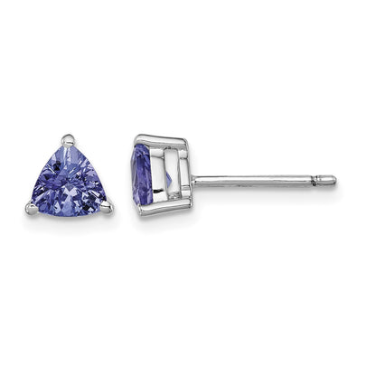 Sterling Silver Rhodium-plated Trillion Tanzanite Post Earrings
