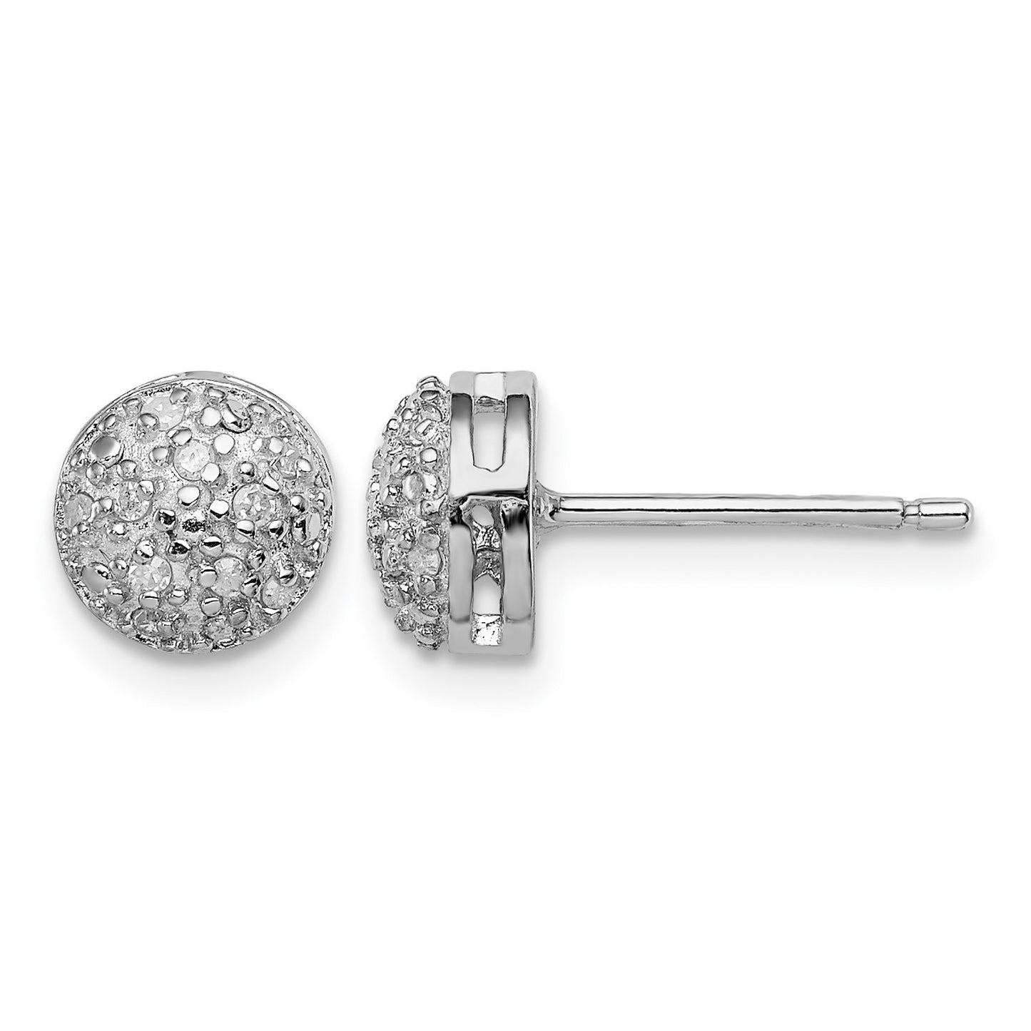 Sterling Silver Rhodium Diam. Post Earrings