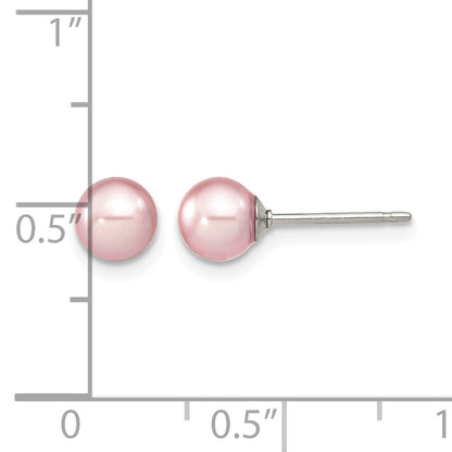 Sterling Silver Rhodium-plated 5-6mm Purple Round Freshwater Cultured Pearl Post Earring