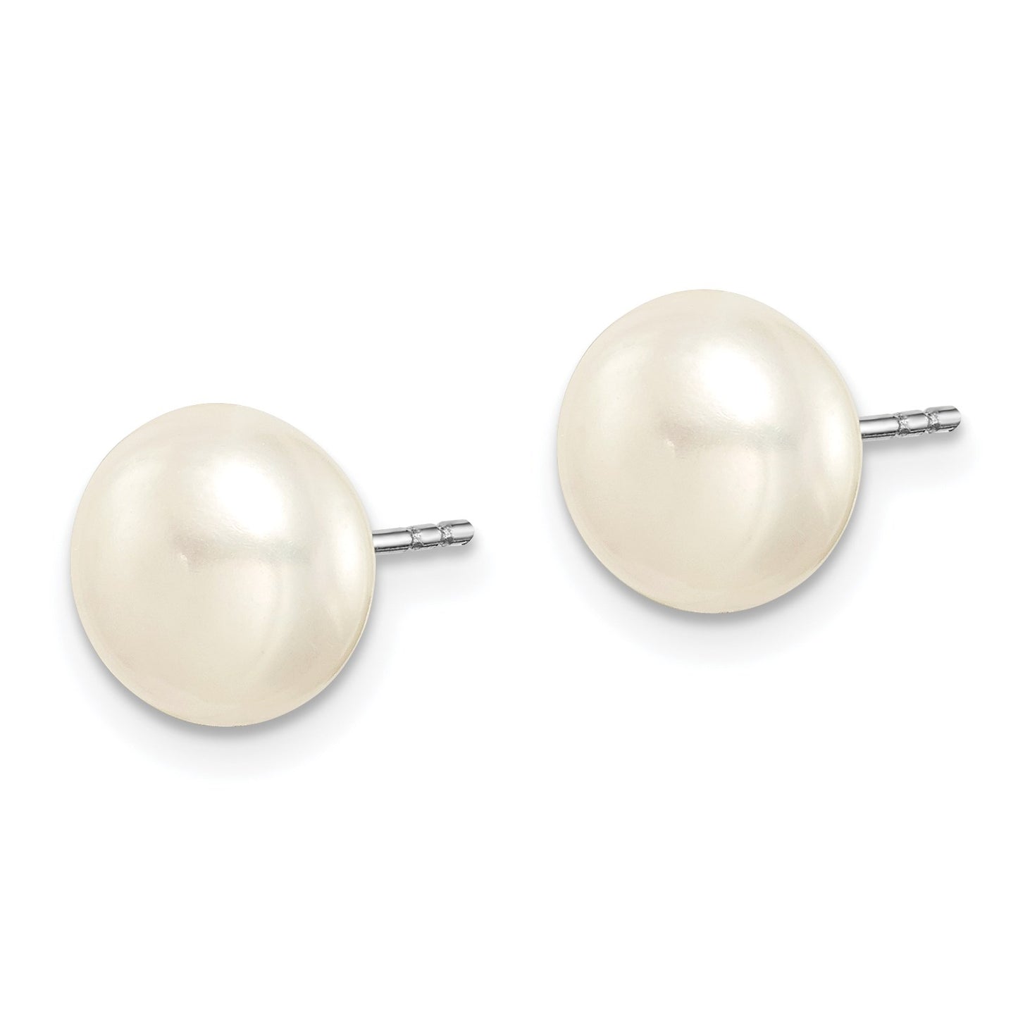 Sterling Silver Rhodium-plated 8-9mm White, Pink and Purple Button Freshwater Cultured Pearl Set of 3 Post Earrings