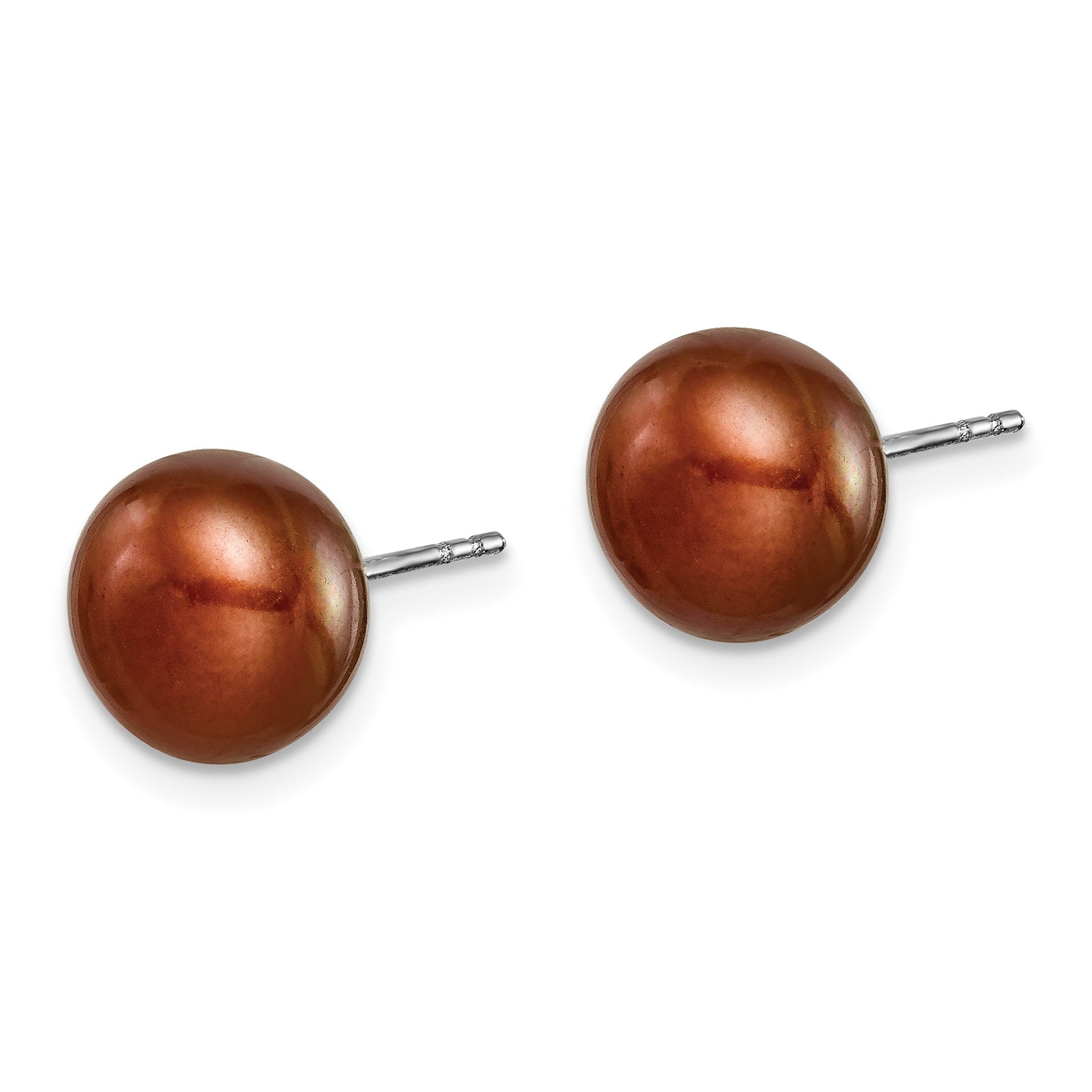 Sterling Silver Rhodium-plated 8-9mm Multi-color Button Freshwater Cultured Pearl Set of 7 Post Earrings