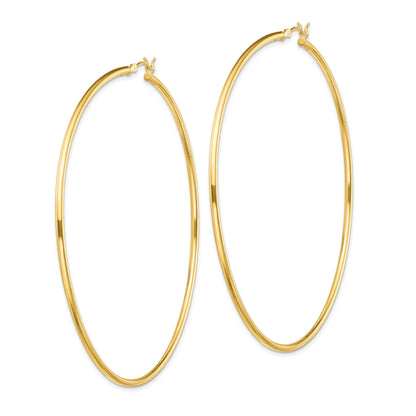 Sterling Silver Gold-Tone Polished 2x80mm Hoop Earrings